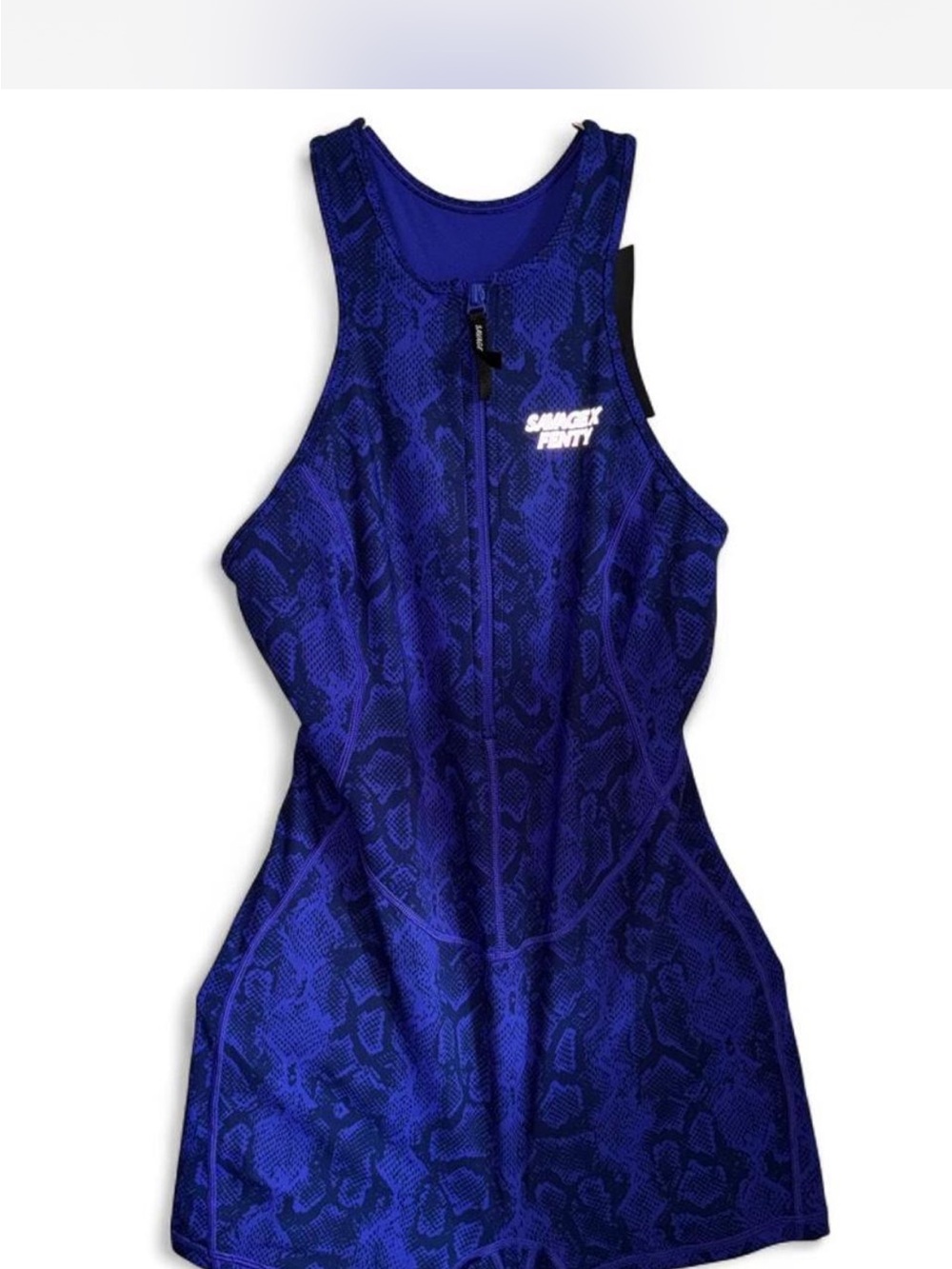 Savage X Fenty Women's Royal Blue Snake Print Zip-Front Bodycon